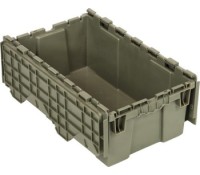 Quantum Heavy Duty Attached Lid Plastic Containers Stack Nest Totes