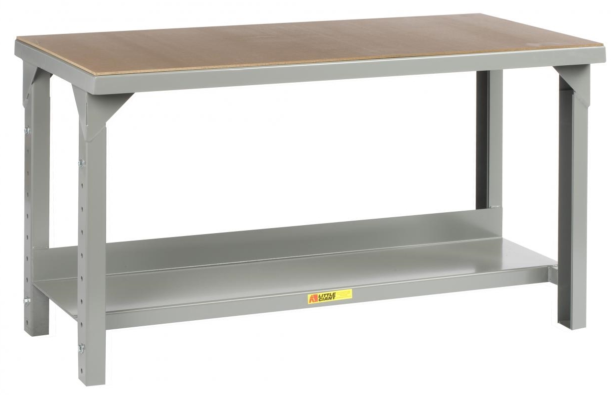 Little Giant Adjustable Height Welded Workbench with Hardboard over Steel Top